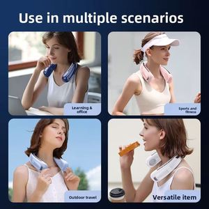 Factory Wholesale High Quality Wearable <b>Neck</b> <b>Fan</b> Hands-Free Digital Display Outdoor Rechargeable Air Cooling <b>Portable</b> Bladeless - Product Image 5