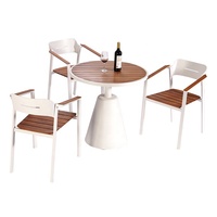 patio, ensemble de salle à manger en bois de teck, 4 pièces, table basse en aluminium pour jardin extérieur et chaises 3 places