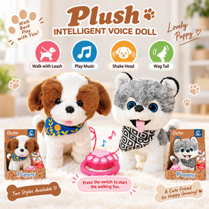 Nouveau jouet <span class=keywords><strong>de</strong></span> confort pour bébé 2026 : Jouet en peluche chiot super doux avec musique, qui bouge la tête, aboie et marche comme un chien. - Product Image 4