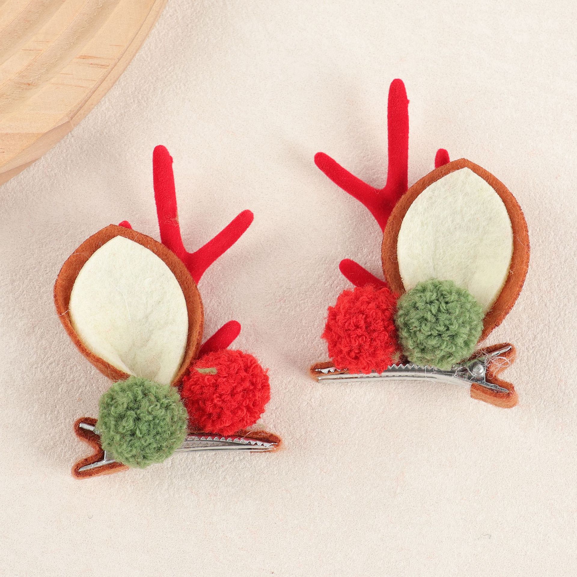 3 teddy red green ball antlers-red