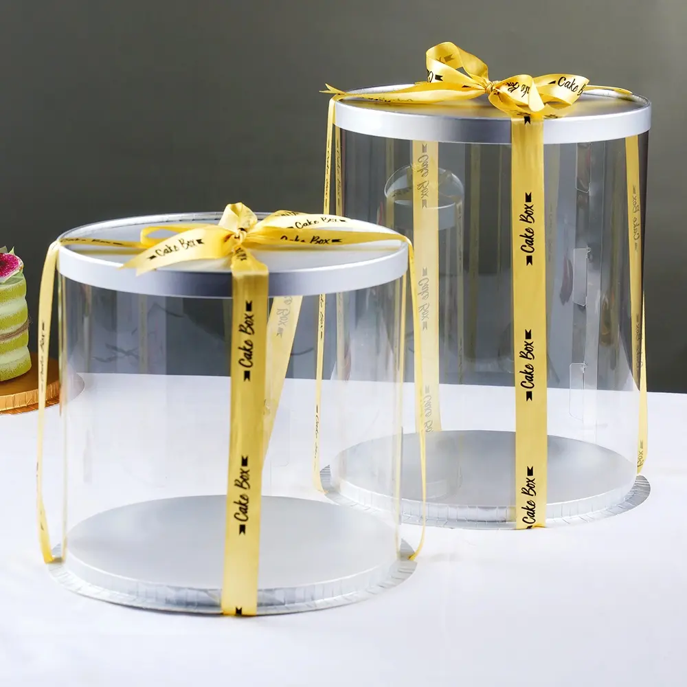 Wieder verwendbare transparente Acetat hoch 10 Zoll runde Pappe Geburtstags torte Präsentation sbox Kuchen Verpackungs boxen