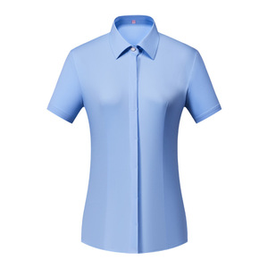 Unisex Stretch Shirt Long And Short Sleeves Solid Color Polyester Workwear For Professional Use - Product Image 5