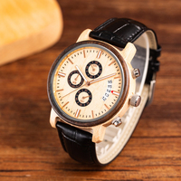 Montres chronographe pour homme Montre vintage Relogio avec bracelet en cuir Montre en bois avec logo personnalisé pour femme