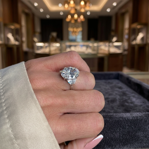 7 Carat Emerald Cut Lab Grown Three Stone Diamond Engagement <b>Ring</b> Half <b>Moon</b> Side Stones 18k White Gold IGI Certified Free - Product Image 2