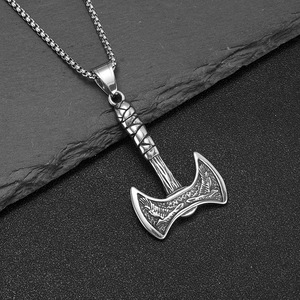 Collar con Colgante de Hacha Vikinga de Doble Cara en Acero Inoxidable, Joyería de Moda para Hombre, Diseño Geométrico, Estilo Asimétrico - Product Image 3