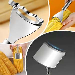 Juego de 2 piezas, raspador de maíz, removedor de granos de acero inoxidable, pelador multifuncional afilado, herramienta para pelar verduras de cocina. - Product Image 5