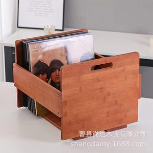 Cross-border wooden vinyl record rack, home desktop album CD holder, desk <b>file</b> <b>organizer</b> - Product Image 3