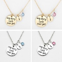 Collier en chaîne à maillons en alliage de zinc pour femmes, pendentif en pierre de cristal, bijoux d'anniversaire