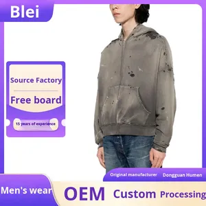 Sudadera con capucha de manga larga sólida de algodón puro para hombre primavera otoño suelta Casual de talla grande marca de moda superior - Product Image 5