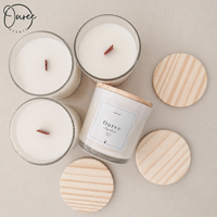 Supplier Lilin Aroma dalam Stoples Kaca Label Pribadi Hitam Putih untuk Toko Ritel dan Dekorasi Hotel