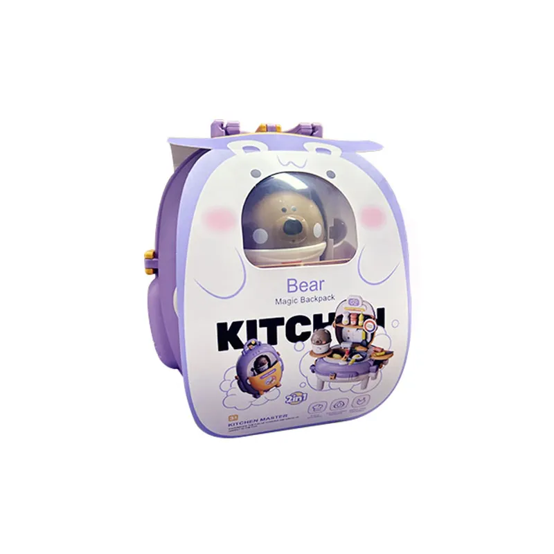 Tas punggung beruang simulasi mainan anak, tas punggung dengan lumpur warna yang dapat diganti untuk memasak di rumah