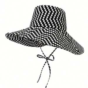 Sombrero de Sol de Ala Ancha con Estampado de Lunares para Mujer, Estilo Pescador, Ideal para Viajes de Verano y Días de Playa - Product Image 6