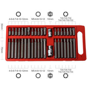 40 adet metrik boyutları darbe vanadyum çelik 3/8 "1/2" adaptör sürücü soket Hex Torx Spline yıldız tornavida Bit Set - Product Image 5