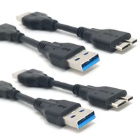 Cable de datos USB3.0 Micro-B con cabezal de conversión USB3.0 A macho a Micro-B macho, ultra corto, para disco duro móvil.