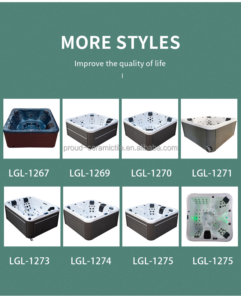 Hot Tub Massage Bathtub 5 Person Outdoor Fiberglass Garden Spa 201 SS Bracket