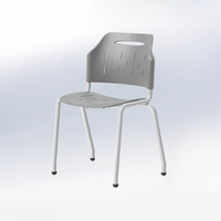 Chaise d'entraînement empilable ergonomique en plastique PP avec pieds en métal robustes, design moderne pour l'école, la salle de classe et l'appartement