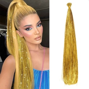 High Quality Girl Hair Accessories Wholesale Sparkle Hair <strong>Tinsel</strong> 20inch Fashionable Hair Extension Accessories for Daily Party - Product Image 1