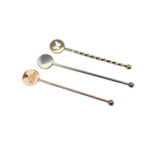 Agitador de coquetel reutilizável, logotipo personalizável de fábrica, metal, prata, aço inoxidável, para bebida - Product Image 1