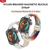 Bracelet en nylon tressé avec boucle magnétique pour montre connectée Fit 3/4/4Pro, libération rapide, respirant, bracelet sport
