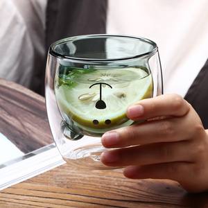 Taza <span class=keywords><strong>de</strong></span> vidrio <span class=keywords><strong>de</strong></span> borosilicato, vaso <span class=keywords><strong>de</strong></span> vidrio <span class=keywords><strong>de</strong></span> doble pared con forma <span class=keywords><strong>de</strong></span> <span class=keywords><strong>oso</strong></span> para <span class=keywords><strong>café</strong></span>, leche, 250ml, venta al por mayor - Product Image 4