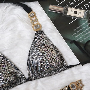 OEM Swimwear 2021 <strong>Sesy</strong> Women Swimsuits Sexy Snake Skin Rhinestone Bikini - Product Image 5