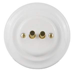 レトロな磁器製埋め込み式1連家庭用壁スイッチ（ゴールドメタル製トグル付き） - Product Image 3