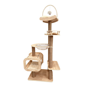Tavola in legno massello multistrato eco-friendly moderno albero per gatti rampicanti con giocattolo per gatti Sisal e Design integrato della capsula spaziale - Product Image 5