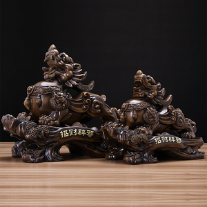 Cinese <span class=keywords><strong>di</strong></span> Grandi Dimensioni in <span class=keywords><strong>legno</strong></span> <span class=keywords><strong>di</strong></span> colore del grano Scultura Pixiu Statua - Product Image 3