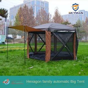 Gran hexágono automático al aire libre un dormitorio tienda a prueba de viento impermeable tela Oxford boda <span class=keywords><strong>playa</strong></span> Camping coche cola cielo cortina - Product Image 2