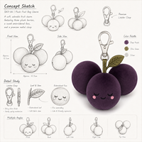 Peluche pendentif AI Bayberry Bear, en polyester doux, rembourrée en coton PP, porte-clés, mignonne, personnalisée, motif fruit de dessin animé, cadeau ODM pour enfants et adultes