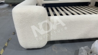 Juego de Muebles de Dormitorio Moderno NOVA de 5 Piezas con Cama King Size de Tela de Lana de Cordero Blanca y Almacenamiento, Cabecero de Cama Queen Tapizado