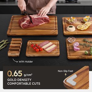 Juego <span class=keywords><strong>de</strong></span> 4 Tablas <span class=keywords><strong>de</strong></span> Cortar <span class=keywords><strong>de</strong></span> Teca para Cocina, Resistentes, No Tóxicas, Antideslizantes, Esenciales para la Cocina, Regalo <span class=keywords><strong>de</strong></span> Inauguración <span class=keywords><strong>de</strong></span> <span class=keywords><strong>Casa</strong></span> - Product Image 5