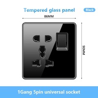 Prise murale universelle 5 broches avec interrupteur et voyant néon, en verre trempé de haute qualité, norme britannique 13A