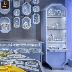 ตู้โชว์เครื่องประดับโทนสีฟ้าตู้โชว์ไฟ LED แท่นวางเครื่องประดับสำหรับห้างสรรพสินค้า - Product Image 6