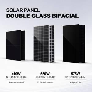 แผงโซลาร์เซลล์ USA Stock 575W สำหรับ N-type Mono Solar สีดำทั้งหมด แบบสองหน้า กระจกสองชั้น IP68 กล่องรวมสายไฟ ประสิทธิภาพ 22.26% Solar Sunket - Product Image 2