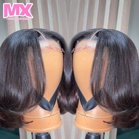 Perruques Lace Front Lisses Naturelles en Cheveux Humains, Perruque Frontale HD pour Femmes Noires, Vente en Gros de Perruques Courtes Bob Indiennes Brutes