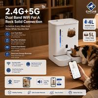 Distributeur automatique de nourriture pour animaux de compagnie 2-en-1 Tuya WiFi avec caméra 2K, batterie/charge, réservoir d'eau de 4L, vision nocturne et détection de mouvement pour chats et chiens