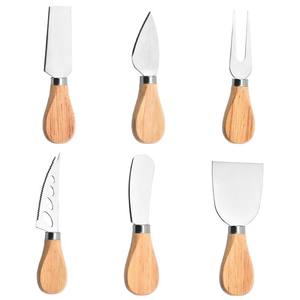 4 pièces Unique couteau à fromage ensemble d'outils manche en bois de bambou ensemble de couteaux à fromage en acier inoxydable pour fromage <span class=keywords><strong>Pizza</strong></span> - Product Image 3