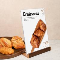Support de table en acrylique avec base en bois de chêne pour affichage de menu, idéal pour cafés, restaurants, maisons et bureaux - Commandes en gros