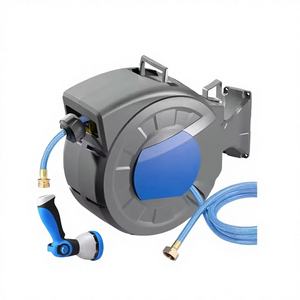 Nouvelle Arrivée Dévidoir de tuyau d'arrosage rétractable en PVC mural Norme CNS avec buse à 10 modes de pulvérisation Diamètre 1/2'' Raccord 3/4 - Product Image 1