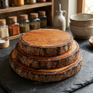 Plato base de madera de acacia, reutilizable, apto para lavavajillas, de grado comercial, con acabado aceitado, diseño sólido, para mesa. - Product Image 3