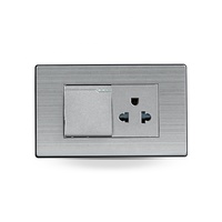 Interrupteur et prise murale sud-américains de haute qualité en acier inoxydable, panneau simple, interrupteur mural unidirectionnel avec prise électrique thaïlandaise à 3 broches