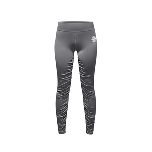 Leggings de yoga taille haute pour femmes avec design froncé push-up, pantalon de sport en spandex pleine longueur, couleur unie, taille élastique, sans couture - Product Image 1