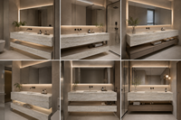 Plan de travail de luxe en dalle de pierre naturelle crémeuse, dessus de meuble-lavabo en Quartzite Taj Mahal Naica pour salle de bain, idéal pour la décoration intérieure