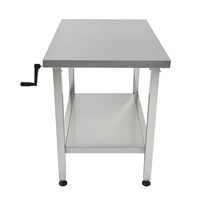 Table de travail réglable en hauteur en acier inoxydable, table de préparation commerciale réglable à manivelle avec étagère inférieure