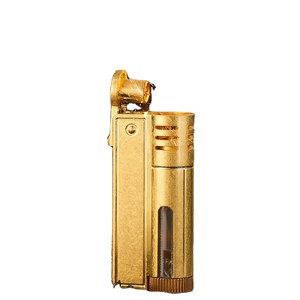 2025 Venta caliente Metal Logotipos personalizados Cubo de combustible transparente Fuego libre Retro Flint Encendedor de aceite - Product Image 1