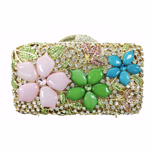 Women Luxury Floral Rhinestones Evening Bag Shinny Crystal Clutch <b>Purse</b> for Christmas Cocktail Prom Party - Product Image 1