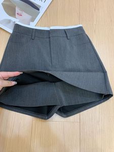 Une jupe de costume haut de gamme grise pour un pantalon d'été taille haute, amincissant, épousant les hanches et anti-exposition - Product Image 3