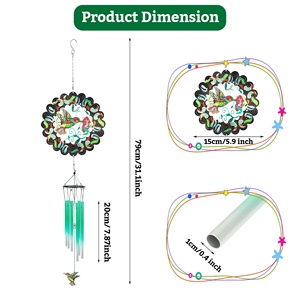 กระดิ่งลมฮัมมิ่งเบิร์ดพร้อมสปินเนอร์ของตกแต่งสวนลานกลางแจ้งชิ้นส่วนเคลื่อนไหวสำหรับการตกแต่งกลางแจ้งไอเดียของขวัญ - Product Image 6