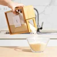 Distributeur de nourriture rectangulaire en bois de bambou au design moderne, 3 L, avec couvercle, utilisé pour stocker les céréales, le riz, la farine, les collations et les bonbons